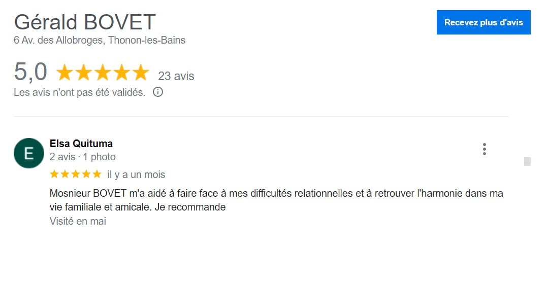 Avis Google patient 3 — Gérald Bovet psychothérapeute